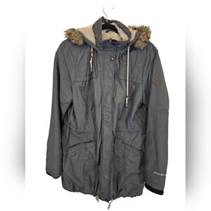 Eddie Bauer XL Cotton Blend Ladder Creek Faux Shearling Parka Hood Pockets